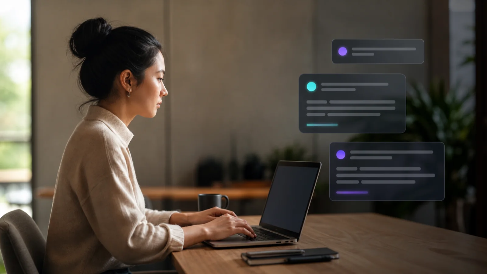 Customer operations leader working alongside a contextual AI assistant